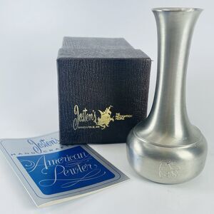 VTG Merrill Lynch Bull Engraved Josten's Pewter Bud Vase Employee Gift Award